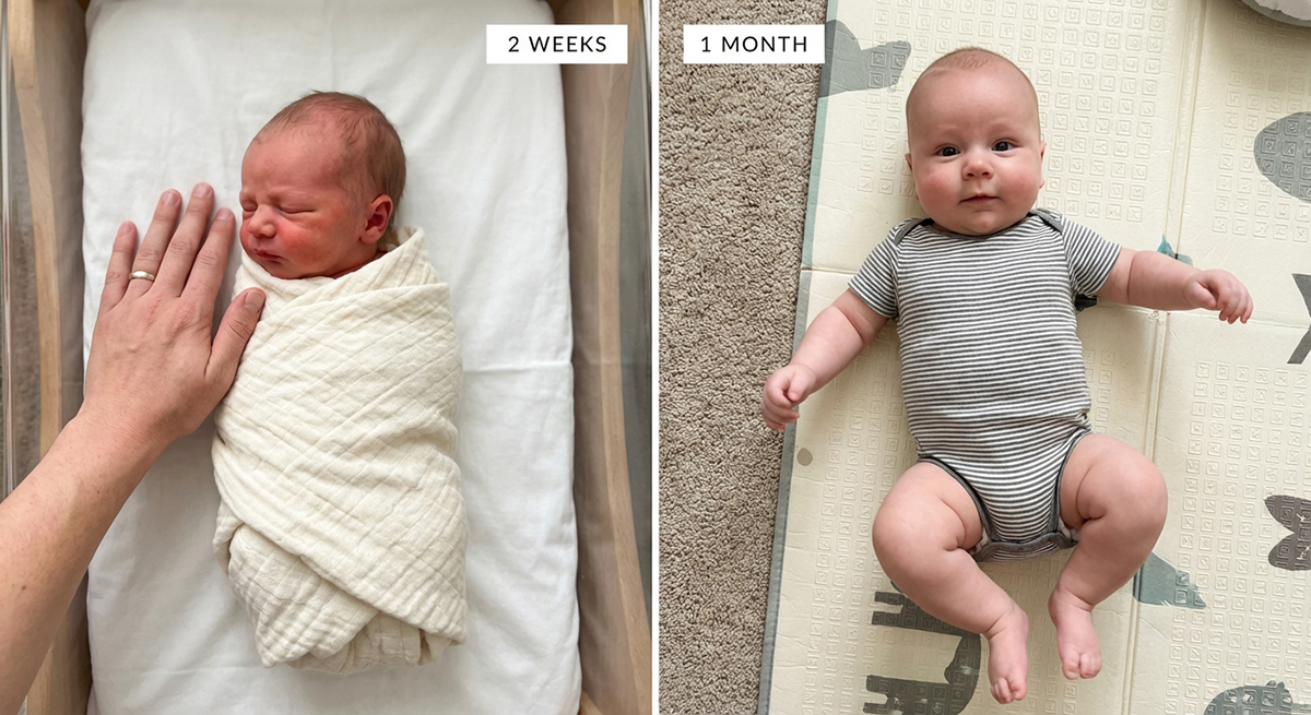 Baby at 2 weeks and 1 month — how quickly they change
